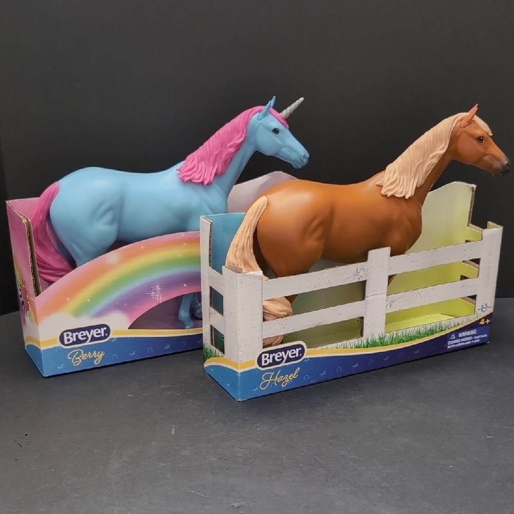 Lot Of 2 Breyer Unicorn and Horse Paddock Pals Berry/Hazel .